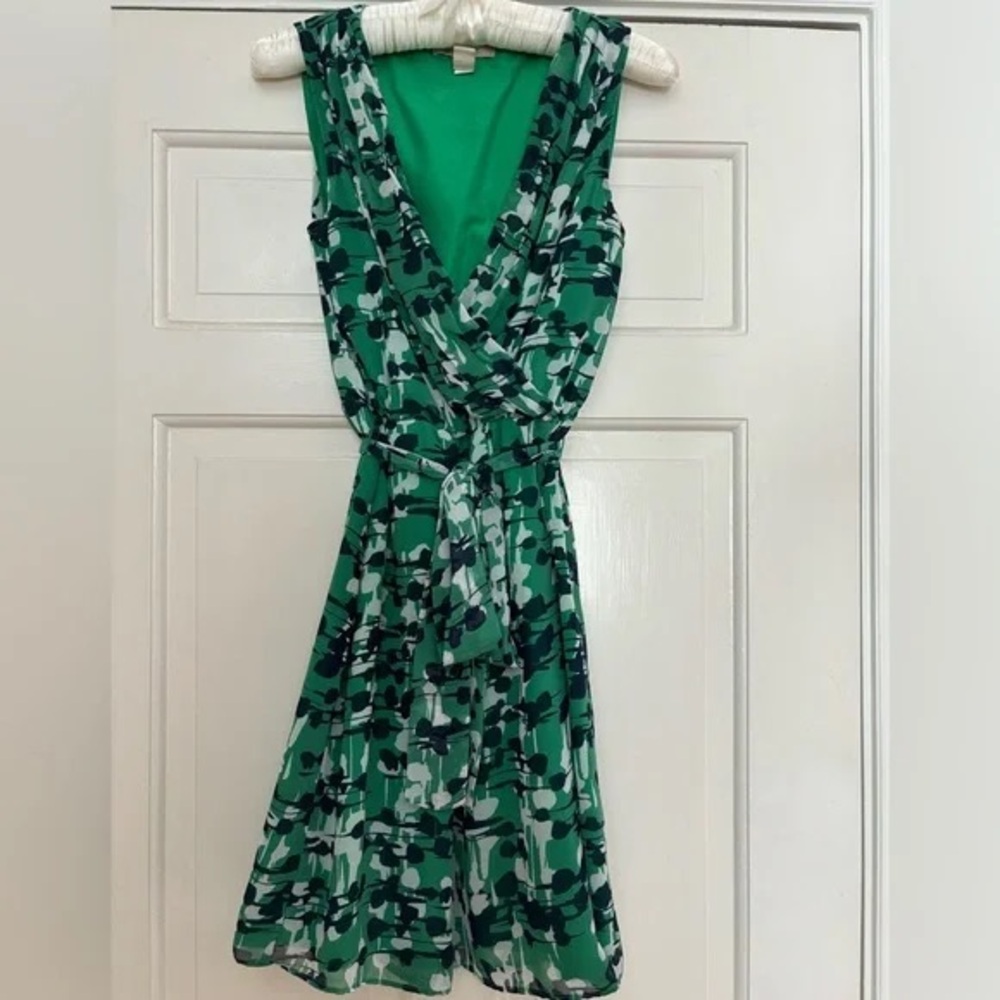 Banana Republic Green and Blue Crossover Dress
